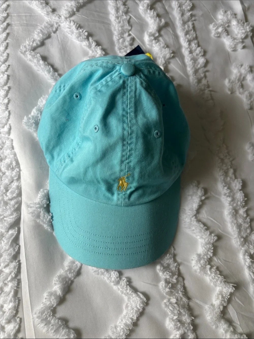 Ralph Lauren Light Aqua Baseball Cap with Yellow Pony